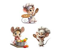 HGDESIGN® Sticker mural Autocollant mural Chat Souris Cuisinier Plats Sticker mural Décoration murale pour Cuisine Salle à manger (C)