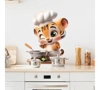 HGDESIGN® Sticker mural autocollant mural chat souris cuisinier plats sticker mural décoration murale pour cuisine salle à manger (E)