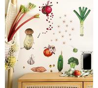 HGDESIGN® Sticker Mural Autocollant Mural Fruits et Légumes Drôles Décoration Murale pour Cuisine Salle à Manger (B)
