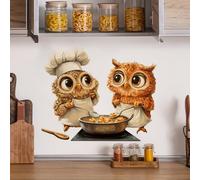 HGDESIGN® Sticker mural, motif chat, souris, cuisinier, plats, décoration murale pour cuisine, salle à manger (D)