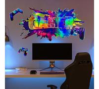 HGDESIGN Sticker mural Motif manette de jeu Game Zone 3D Laser Poster Laser Multicolore Décoration murale pour chambre d'enfant, garçon, adolescent, jeu vidéo Cadeau (B)