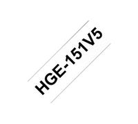 HGE-151V5 - Noir sur transparent - Rouleau (2,4 cm x 8 m) 5 cassette(s) ruban laminé - pour P-Touch PT-9500pc, PT-9800PCN