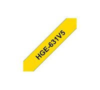 HGE-631V5 - Noir sur jaune - Rouleau (1,2 cm x 8 m) 5 cassette(s) ruban laminé - pour P-Touch PT-9500pc, PT-9800PCN