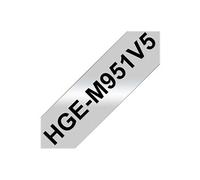 HGE-M951V5 - Noir sur argent - Rouleau (2,4 cm x 8 m) 5 cassette(s) ruban laminé - pour P-Touch PT-9500pc, PT-9800PCN; P-Touch R RL-700S