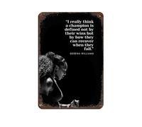 HGEIK Poster vintage en métal avec citations inspirantes de Serena Williams - Décoration murale rétro - 20 x 30 cm