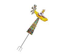 HGENAHGTF Piquet de moulin à vent avec moulin à vent rotatif jaune | Moulin à vent en métal avec roue rotative Sculptures dynamiques pour parterre de fleurs