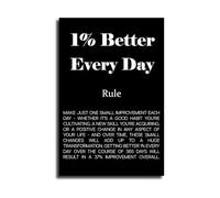 HGETJOHXEM 1% Better Every Day Poster - Motivational Wall-Art Compound Effect Quote Canvas Print for Home Office Gym Decor(Framed,12x18inch(30x45cm))