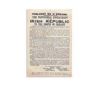 HGETJOHXEM 1916 Irish Proclamation Inspired Canvas Art, Historical Document Style Wall Decor for Study or Office (Framed,08x12inch(20x30cm))