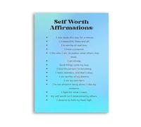 HGETJOHXEM Affirmations For Self Worth Poster Mental Health Inspiration Canvas Painting Wall-Art(Framed,12x18inch(30x45cm))