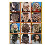 HGETJOHXEM AI Generated Hair Art Womens Hairstyles and Color Chart Canvas Wall-Art for Modern Salon or Contemporary Decor(Framed,08x12inch(20x30cm))