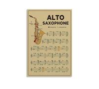 HGETJOHXEM Alto Saxophone Fingering Chart Poster - Complete Scale & Note Guide for Beginners, Music Theory Wall-Art Decor for Practice Room, Band, Gift (Framed,12x18inch(30x45cm))