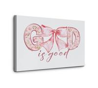 HGETJOHXEM Bow & Faith Canvas Print - Coquette Aesthetic Christian Wall Decor Featuring God is for Bedroom or Dorm Room(Unframed,08x12inch(20x30cm))