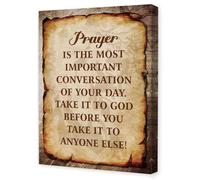 HGETJOHXEM Christian Canvas Wall-Art Prayer Is the Vital Conversation of Your Day Religious Quote Print for Prayer Corner Home Office and Church Decor(Unframed,16x24inch(40x60cm))
