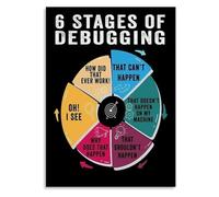 HGETJOHXEM Coding Humor Poster - The 6 Stages of Debugging Every Developer Knows, Educational & Funny Wall-Art for Computer Science Room(Unframed,08x12inch(20x30cm))