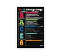 HGETJOHXEM Constructed Response Writing Poster - Using the R.A.C.E.S. Strategy, Educational Wall-Art for English, Social Studies, Science Classrooms (Framed,08x12inch(20x30cm))