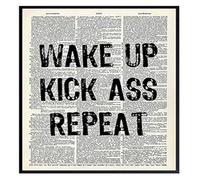 HGETJOHXEM Dictionary Style Wake Up Art Motivational Canvas Wall-Art for Office Study Entrepreneur Decor(Framed,08x12inch(20x30cm))