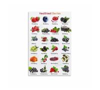 HGETJOHXEM Edible Berries Identification Poster, Canvas Wall-Art Print for Kitchen, Garden, Vegan, Smoothie Lover, Home and Cafe Decor(Framed,12x18inch(30x45cm))