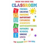 HGETJOHXEM Educational Motivational Poster - When You Enter This Classroom Rules Sign, Teacher Appreciation Gift, Classroom Wall Art for Elementary Middle High School Decor(Framed,12x18inch(30x45cm))