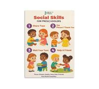 HGETJOHXEM Educational Poster: Classroom Rules & Social Skills for Preschoolers - Canvas Wall Art(Framed,12x18inch(30x45cm))