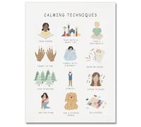 HGETJOHXEM Emotional Regulation Poster Bundle - Coping Skills Chart for Quiet Space, Calming Corner Alternative, School Psychologist Resources(Framed,08x12inch(20x30cm))