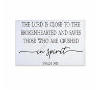 HGETJOHXEM Encouraging Bible Verse Art Print Christian Religious Wall Decor God is Close to the Brokenhearted for Home Faith Room Decor(Framed,16x24inch(40x60cm))