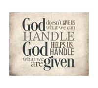 HGETJOHXEM God Helps Handle What We Are Given Canvas Print, Vintage Parchment Inspired Christian Quote, Inspirational Wall-Art for Bedroom, Office or Classroom(Framed,08x12inch(20x30cm))