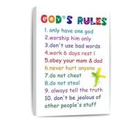 HGETJOHXEM God's Rules for - Ten Commandments Canvas Wall-Art, Educational & Inspirational Decor for Sunday School or Bedroom(Unframed,16x24inch(40x60cm))