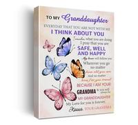 HGETJOHXEM Granddaughter Gift from Grandma, Inspirational Quote on Canvas Wall-Art Poster, Decorative Print for Room Decor (Framed,16x24inch(40x60cm))
