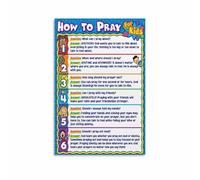 HGETJOHXEM How to Pray Poster for Educational Step by Step Guide Wall-Art Print Religious Decor for Room Bedroom Living Room(Framed,12x18inch(30x45cm))