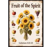 HGETJOHXEM Inspirational Christian Wall-Art | Fruit of the with Sunflower & Bible Verse - Rustic Decor Print for Farmhouse, Living Room, Church, Housewarming Gift(Framed,16x24inch(40x60cm))
