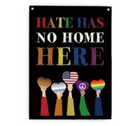 HGETJOHXEM Inspirational Wall Art for Office, Hate Has No Home Here Poster Supporting Disability Equality, Farmhouse Bedroom Decor(Framed,16x24inch(40x60cm))