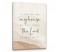 HGETJOHXEM Joshua 24:15 Wall-Art, As For Me And My House We Will Serve The Lord, Modern Christian Bible Verse Canvas Print for Home Entryway or Office(Framed,16x24inch(40x60cm))