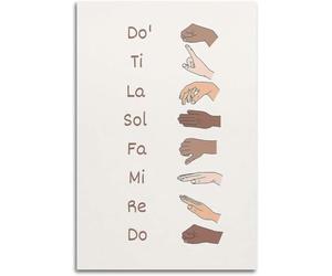 HGETJOHXEM Kodaly Curwen Hand Signs Poster, Solfege Do Re Mi Music Theory Chart, Multicultural Educational Wall Art for Classroom and Home Studio Decor(Unframed,12x18inch(30x45cm))