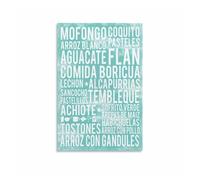 HGETJOHXEM La Comida de Puerto Rico Poster - Spanish Food Typography Art, Festive Canvas Wall Decor for Kitchen, Dining Room, or Bar Area(Framed,16x24inch(40x60cm))