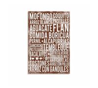 HGETJOHXEM La Comida de Puerto Rico Poster - Spanish Food Typography Art, Festive Canvas Wall Decor for Kitchen, Dining Room, or Bar Area(Framed,12x18inch(30x45cm))