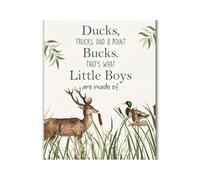 HGETJOHXEM Little Hunter's Room Decor, Mallard Duck & Deer Wall-Art, Rustic Woodland Animal Prints for Toddler Boy or Big Kid's Bedroom(Framed,12x18inch(30x45cm))