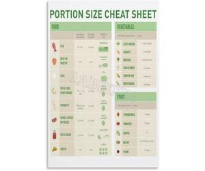 HGETJOHXEM Meal Prep Guide Visual Food Portion Sizes Poster Handy Measurement Chart for Kitchen Gym Office Wall-Art Healthy Eating Inspiration for Home(Unframed,08x12inch(20x30cm))