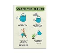 HGETJOHXEM Memory Aid Poster for Household Chores Water the Plants Reminder Canvas Print Wall-Art Motivational Home Office Decor Gift(Framed,08x12inch(20x30cm))