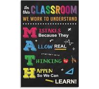 HGETJOHXEM Mistakes Allow Thinking to Happen - Motivational Math Poster for Classroom Wall, Growth Mindset Educational Decor for Teachers and Students(Framed,12x18inch(30x45cm))