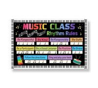 HGETJOHXEM Music Teacher Resource: Rhythm Rules Horizontal Poster - Visual Reference for Tempo & Note Values, Classroom Decor(Framed,12x18inch(30x45cm))