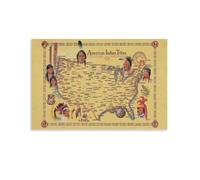 HGETJOHXEM Native American Tribes Map, Pre-Columbian Indigenous Peoples of North America, Historical Wall-Art Poster for Study, Library or Classroom(Unframed,12x18inch(30x45cm))