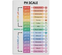 HGETJOHXEM Ph Scale Science Poster Acid and Base Chart, Educational STEM Wall Art for Classroom Decor, Science Teacher Supplies, Chemistry Classroom Must Haves for Students(Framed,16x24inch(40x60cm))