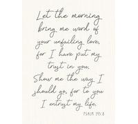 HGETJOHXEM Psalm 143:8 Wall-Art - “Let The Morning Bring Me Word” Framed Canvas Print - Bible Verse Decor for Bedroom, Prayer Room, Christian Gift of Hope(Unframed,08x12inch(20x30cm))