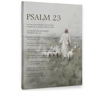 HGETJOHXEM Psalm 23 Canvas Wall-Art Religious Scripture Decor The Lord Is My Shepherd Bible Verse Print for Prayer Room Bedroom Home Office(Framed,12x18inch(30x45cm))