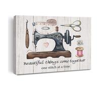 HGETJOHXEM Retro Sewing Poster, Featuring Machine Art and “Beautiful Things Come Together” Saying, Wall Decor for Sewing Enthusiasts and Quilters(Unframed,12x18inch(30x45cm))