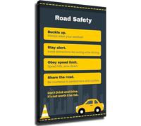 HGETJOHXEM Road Rules Poster Traffic Guide Educational Wall-Art for Driving School Office(Framed,16x24inch(40x60cm))