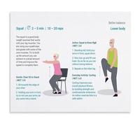 HGETJOHXEM Senior Balance and Strength Exercises Poster Lower Body Workout Fall Prevention Guide Canvas Wall-Art for Home Office and Living Room Decor(Unframed,12x18inch(30x45cm))