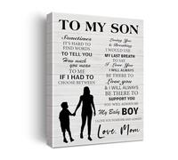 HGETJOHXEM Son's Room Decor Canvas - Forever Love Quote from Mom, Vintage Style Family Wall-Art, Touching Gift Idea for Son, Boy Nursery to Teen Room(Framed,16x24inch(40x60cm))