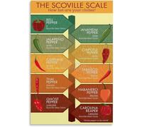 HGETJOHXEM Spicy Food Poster Scoville Heat Scale Chart Pepper Guide Wall-Art Print for Kitchen Decor Sauce Bar Gift(Unframed,12x18inch(30x45cm))