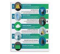 HGETJOHXEM Step by Step Sanitation Poster Emergency Cleanup Reference Canvas Wall-Art for Hotel Housekeeping and Staff Room(Framed,16x24inch(40x60cm))